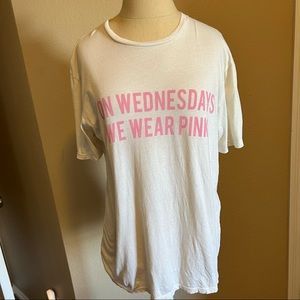 “On Wednesdays We Wear Pink” Brandy Melville Cream T-Shirt